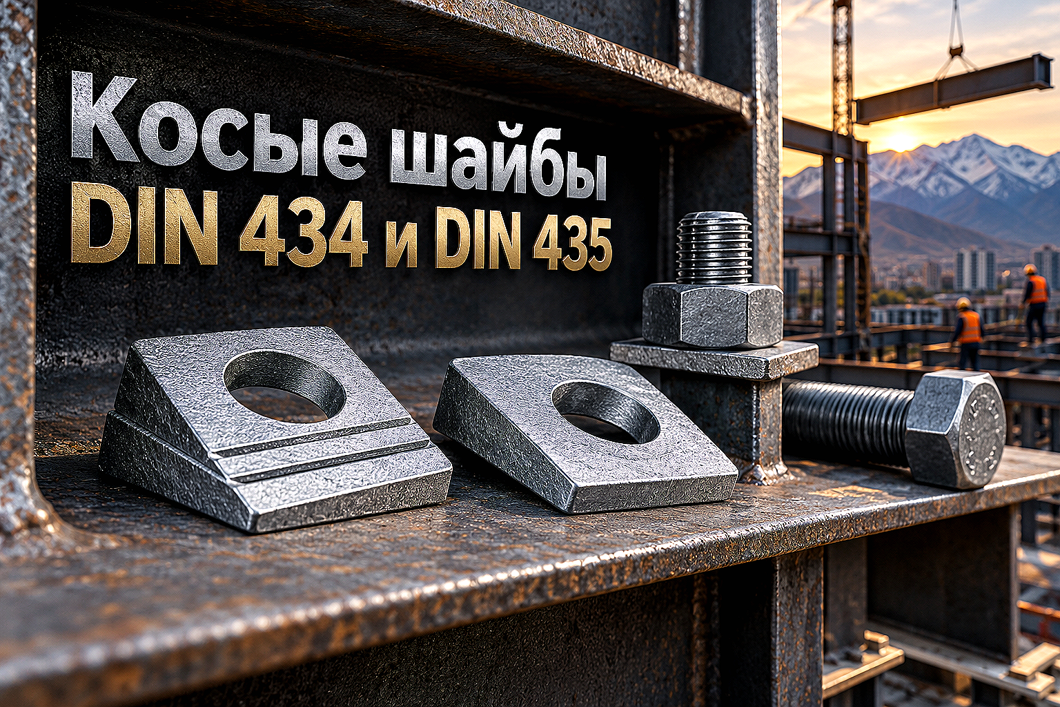 Шайбы косые DIN 434 и DIN 435 для швеллеров и двутавров: расчет уклона, защита болтов от излома и монтаж