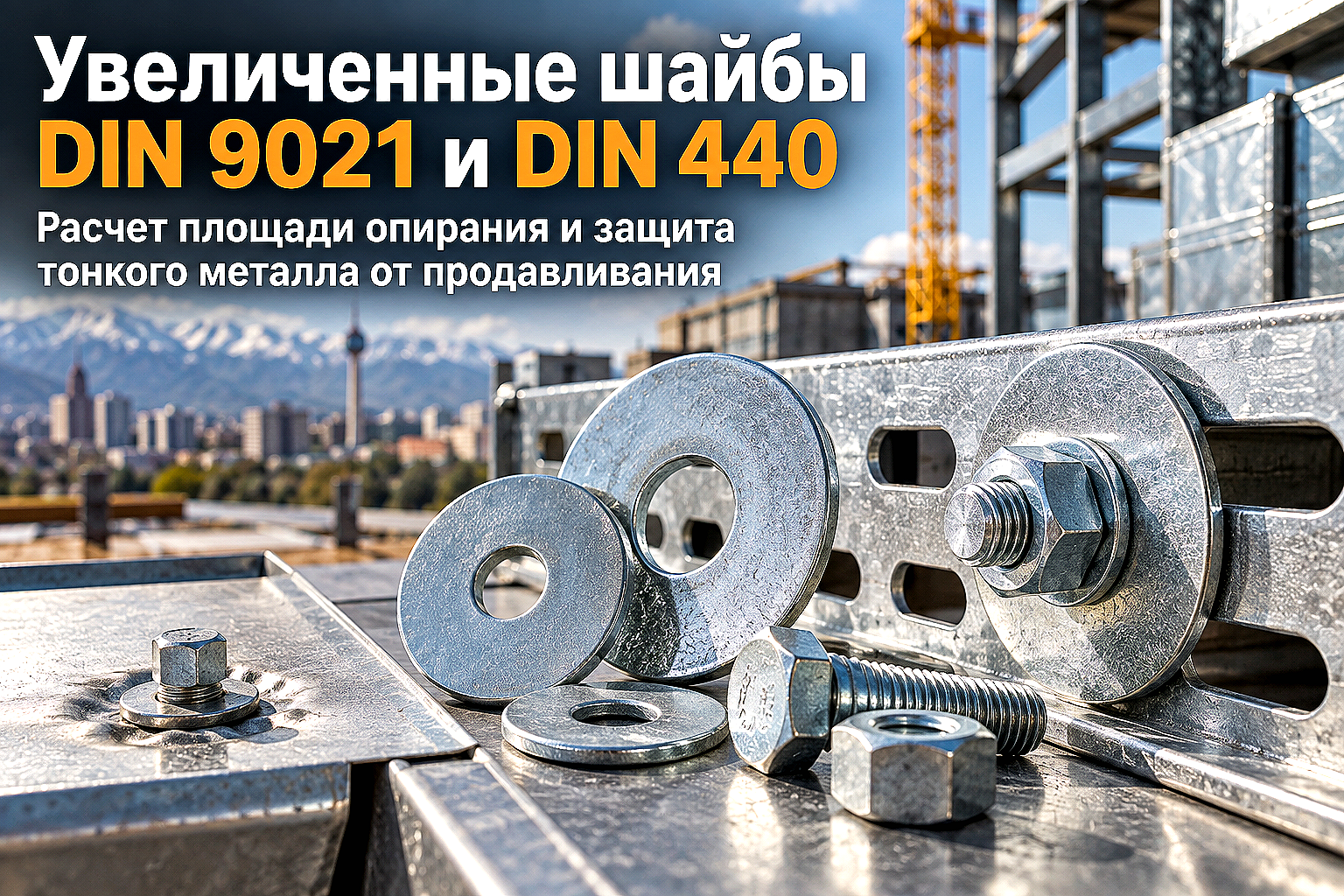 Шайбы увеличенные DIN 9021 и DIN 440: расчет площади опирания, предотвращение продавливания и правила монтажа