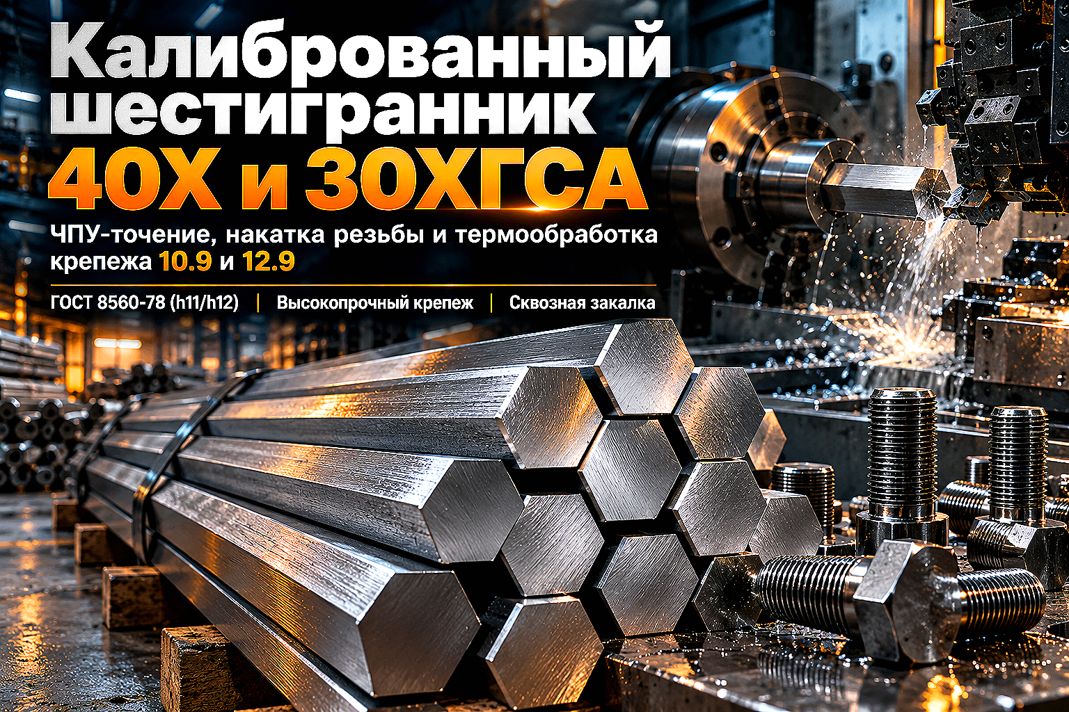 Шестигранник калиброванный 40Х и 30ХГСА: выбор для станков с ЧПУ, накатка резьбы и термообработка крепежа 10.9–12.9
