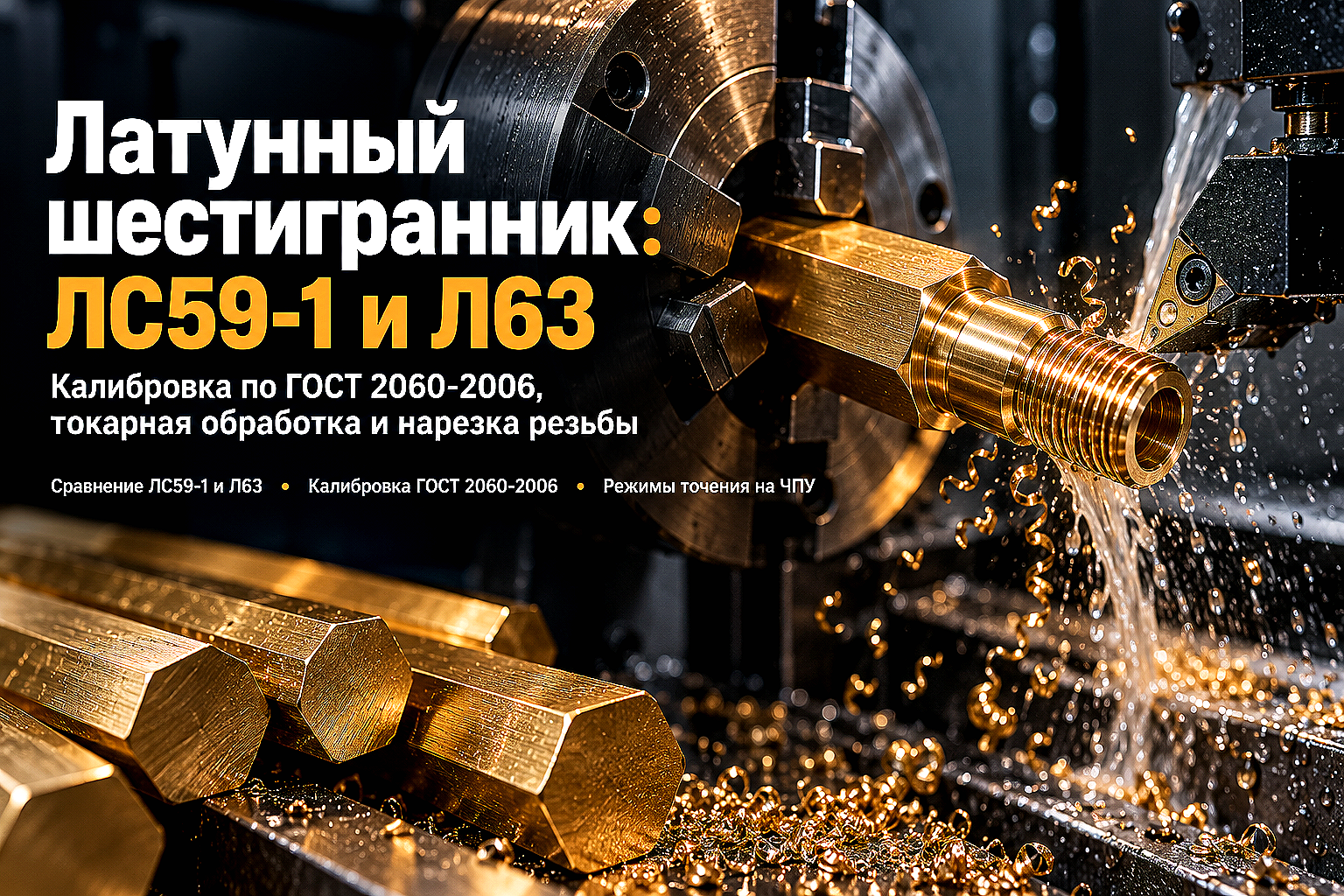 Латунный шестигранник ЛС59-1 и Л63: выбор калибровки, скоростное точение на ЧПУ и нарезка резьбы
