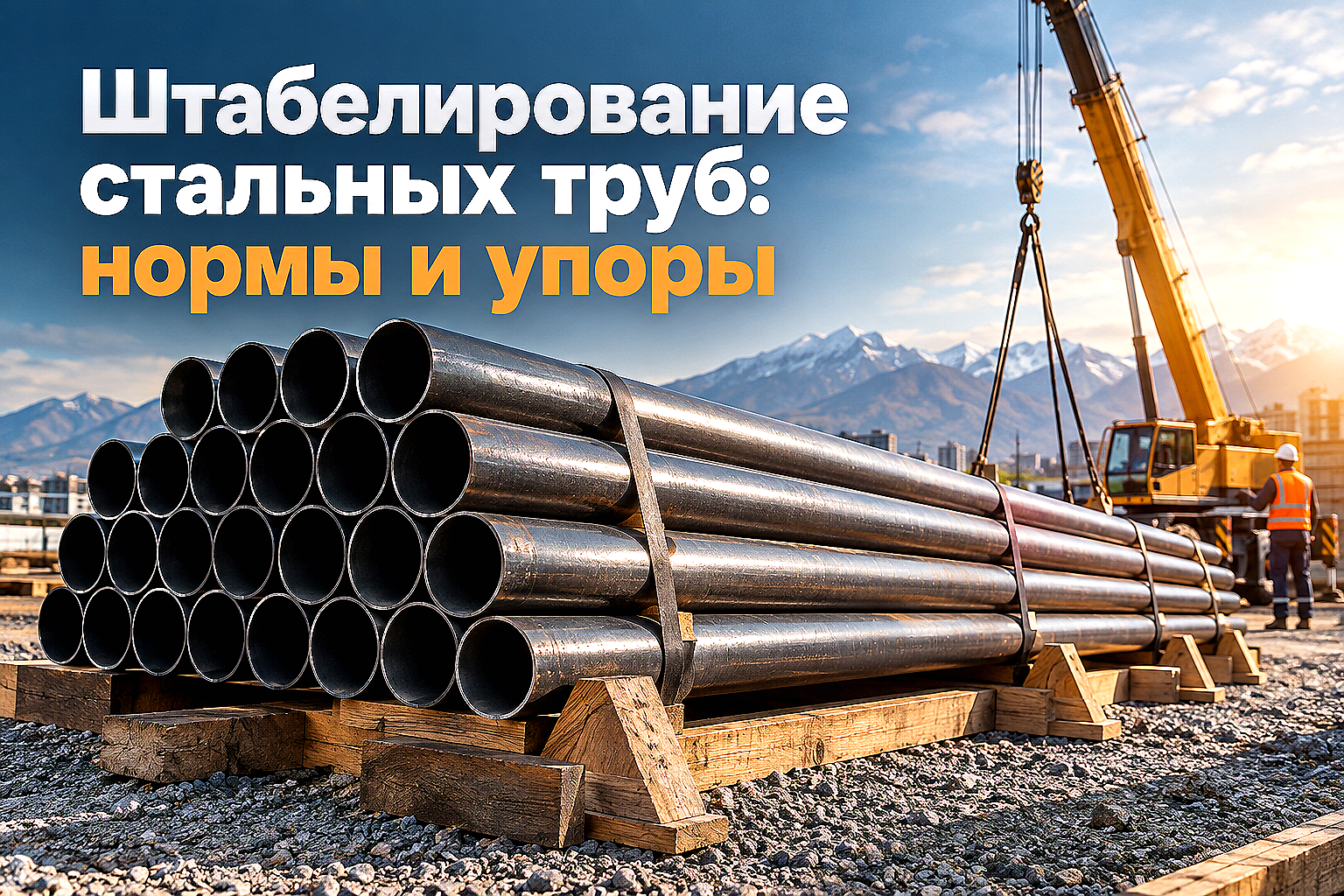 Штабелирование и складирование стальных труб на объекте: расчет высоты штабелей, упоры против раскатывания и правила строповки