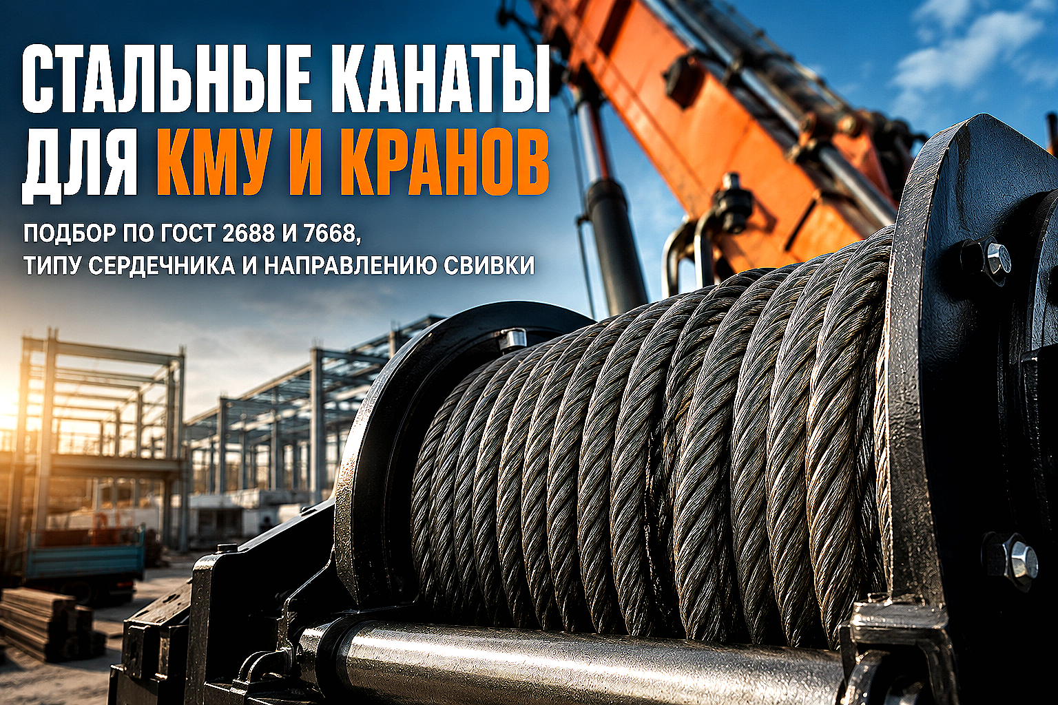 Стальной канат для кранов-манипуляторов и автокранов: выбор конструкции, сердечника и правила запасовки