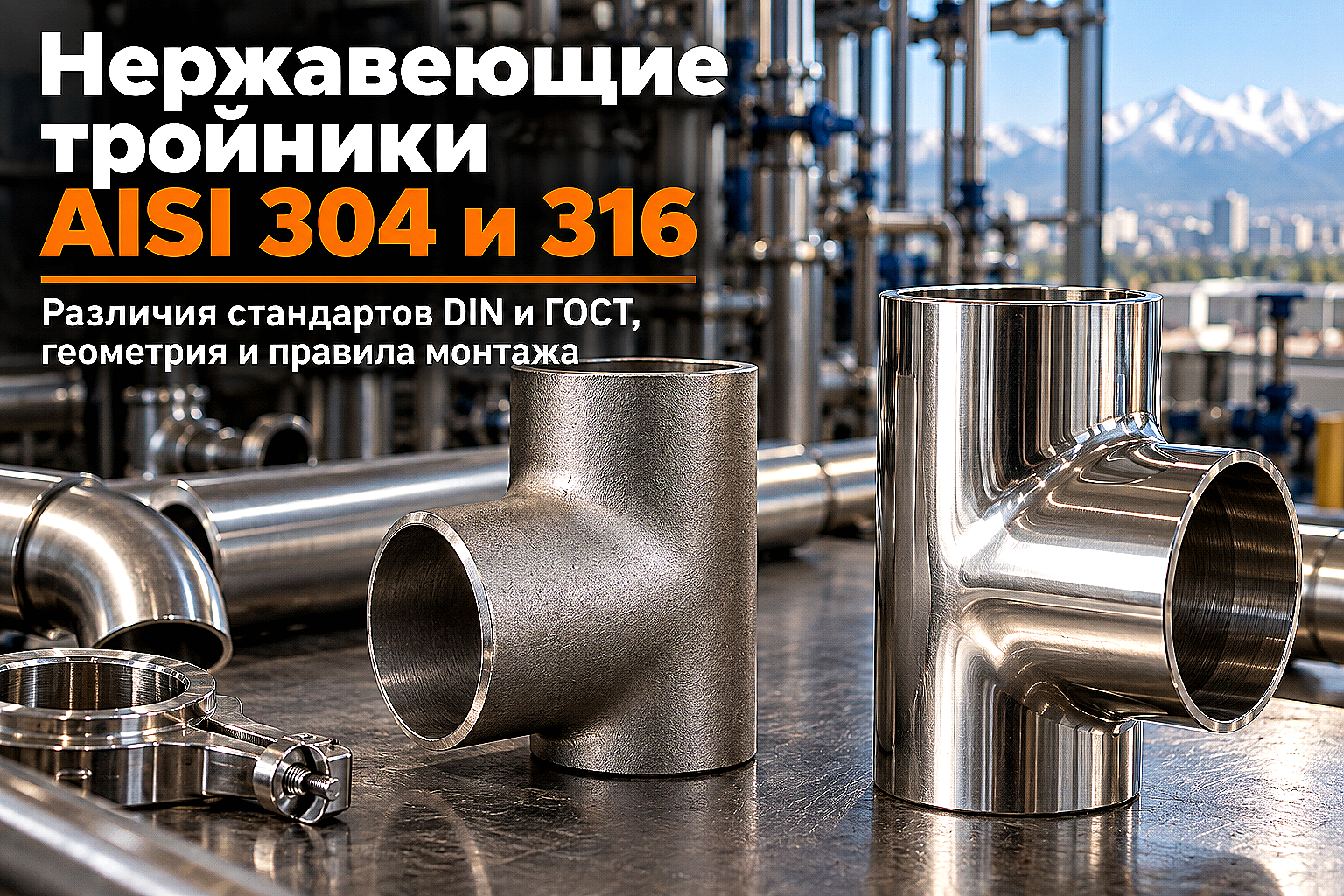 Тройники нержавеющие AISI 304 и AISI 316: выбор геометрии, стандартов и монтаж трубопроводов