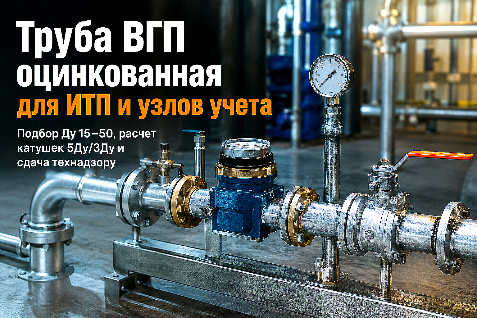 Труба ВГП оцинкованная для водомерных узлов и ИТП: выбор диаметра, расчет прямых участков и монтаж