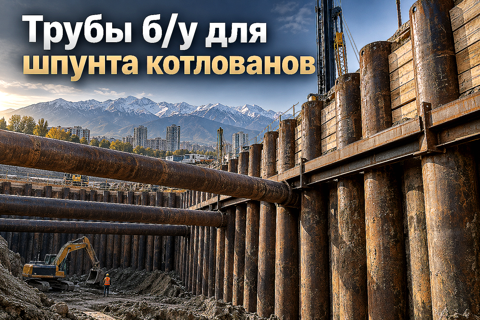 Трубы б/у для шпунтового ограждения котлованов: выбор диаметра, толщины стенки и монтаж распорных систем