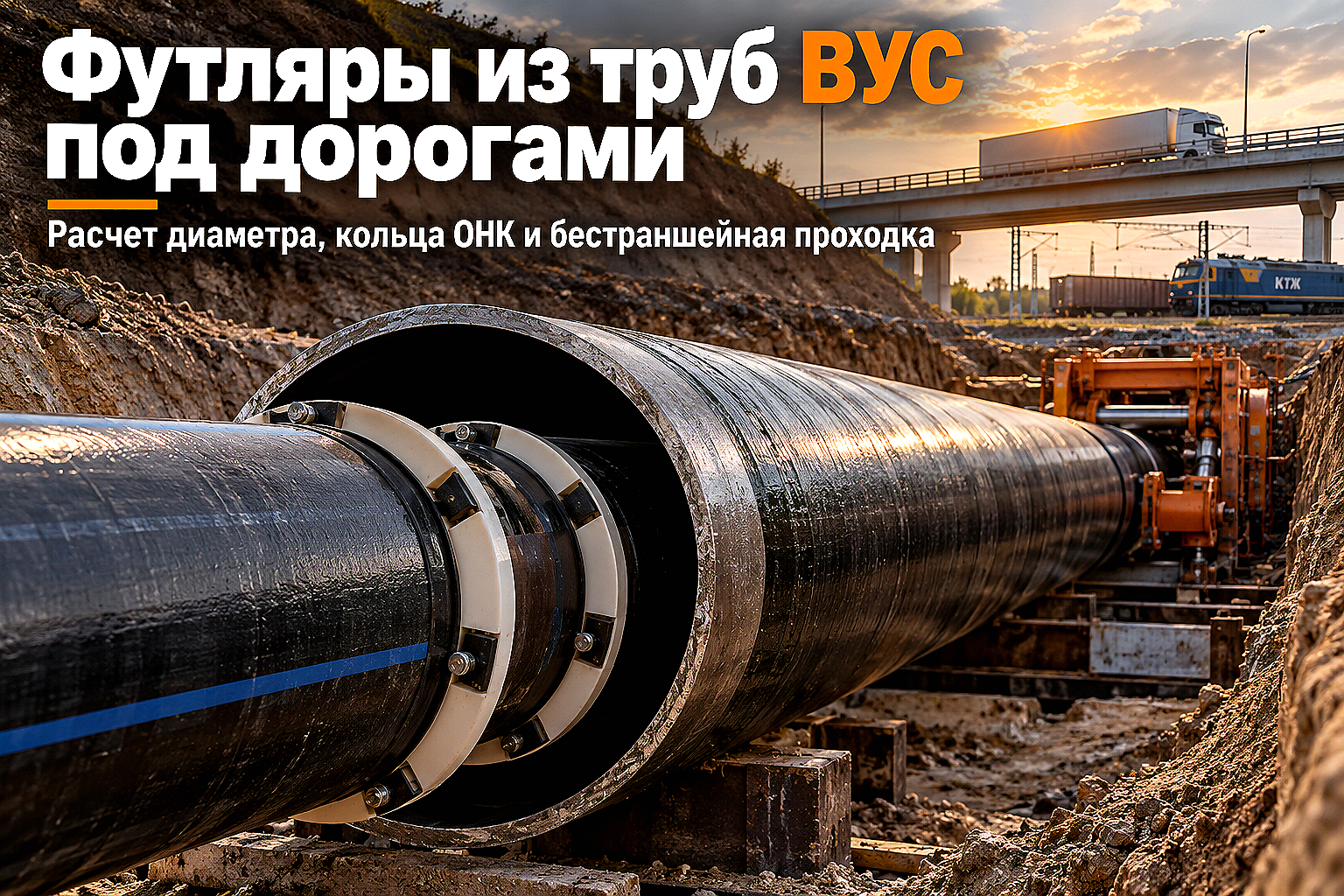 Трубы ВУС для защитных футляров под дорогами и ж/д путями: выбор изоляции, колец ОНК и монтаж