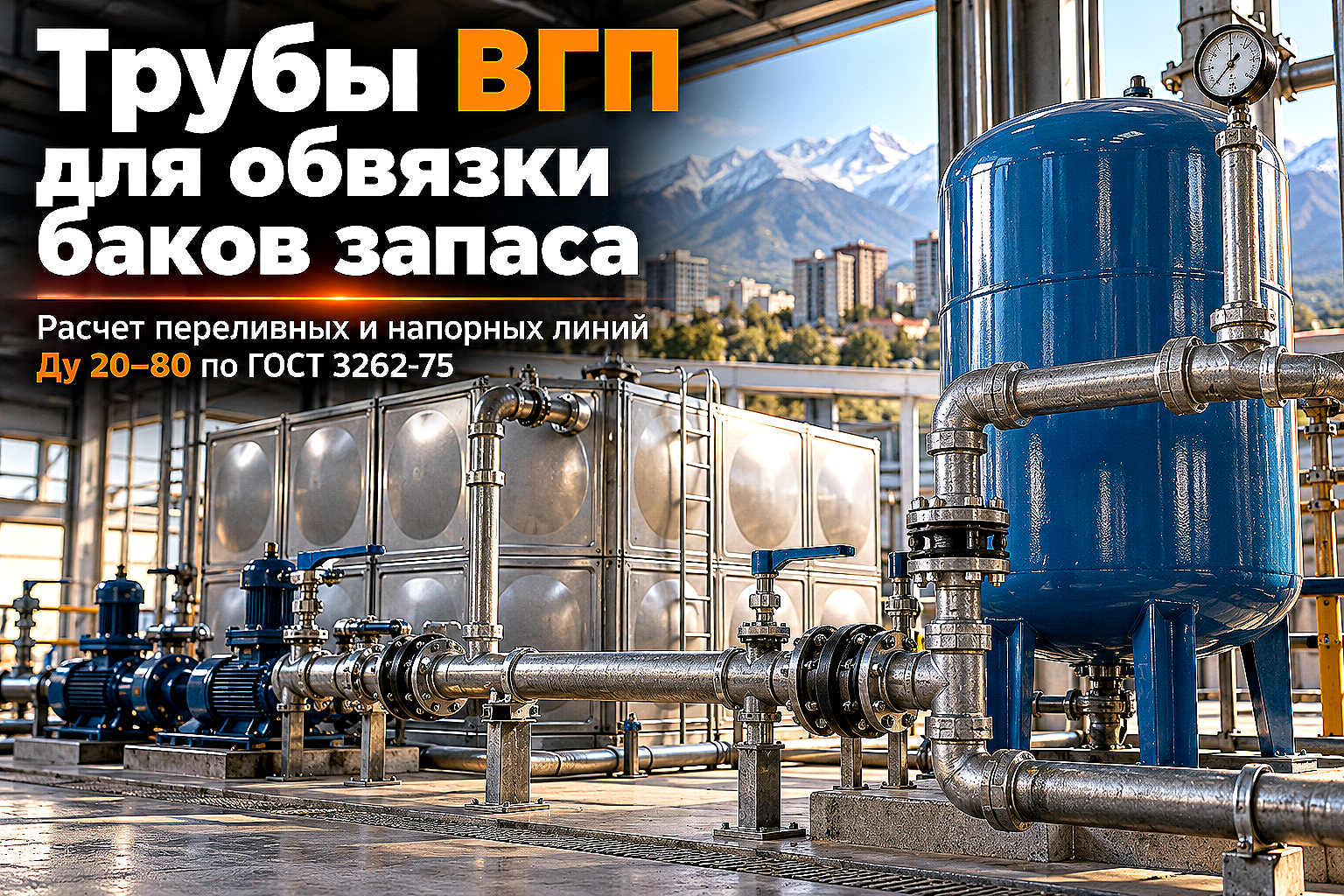 Водогазопроводные трубы ГОСТ 3262-75 для обвязки баков запаса воды и гидроаккумуляторов: расчет линий Ду 20–80 и монтаж