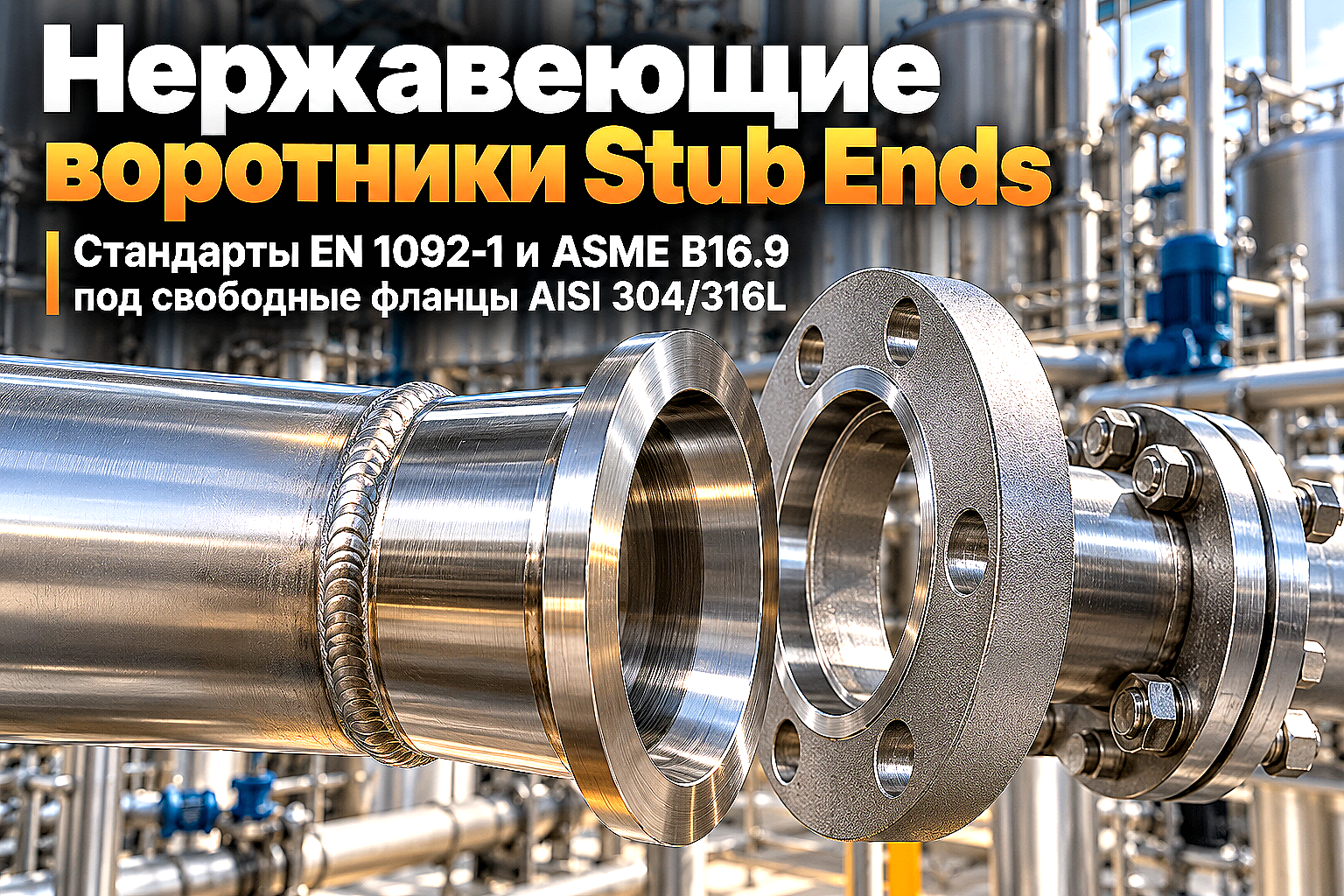 Воротники нержавеющие приварные под свободные фланцы (отбортовки / Stub Ends): выбор стандартов, расчет экономии и монтаж
