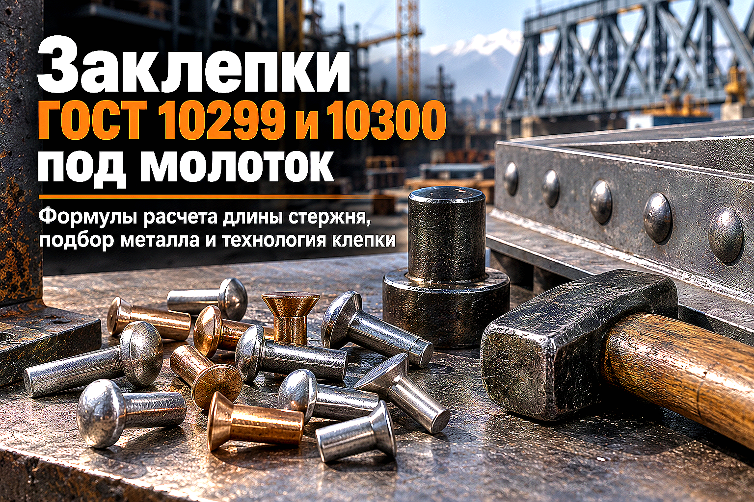 Заклепки цельнометаллические под молоток ГОСТ 10299-80 и ГОСТ 10300-80: выбор металла, расчет длины стержня и правила клепки